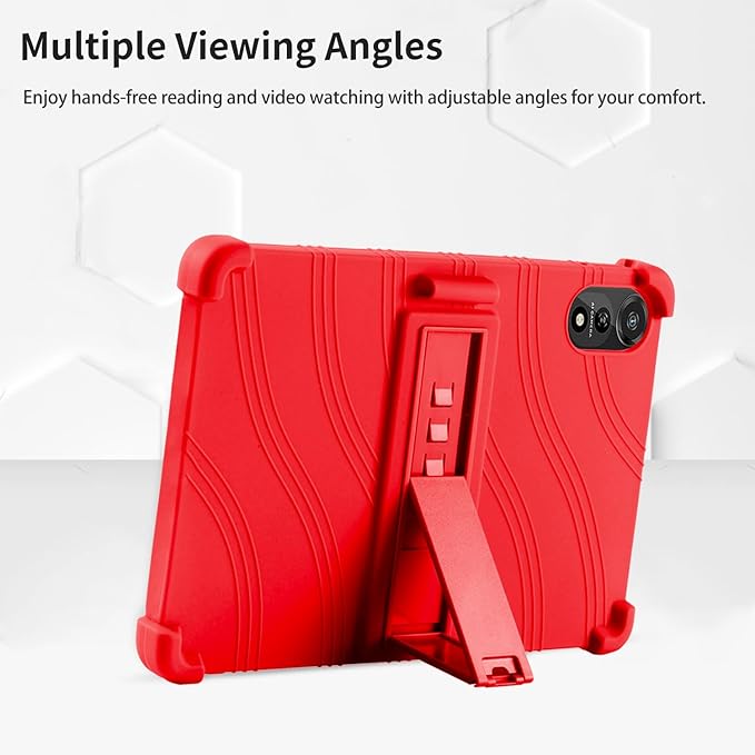 for Nexall N90 Tablet Case 12Inch, Shockproof Four Corner Airbag Protection,Soft Silicone Edge Cover with Built-in Stand,Heavy Duty Protective Sleeve for Nexall N90,Red