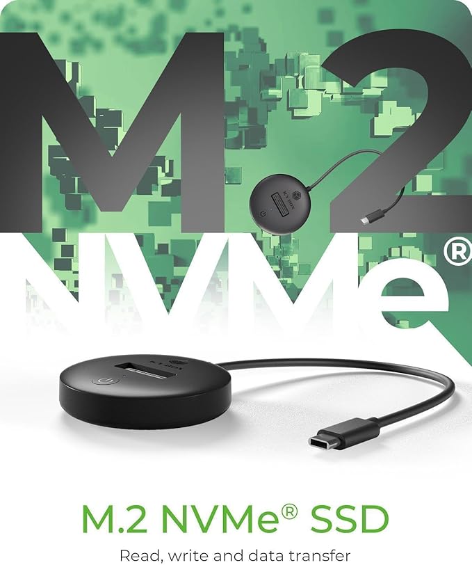M.2 NVMe & SATA SSD Docking Station, ICY BOX 10Gbps M.2 NVME SSD Reader Adapter External for M Key and B+M Keys, Tool-Free, Size for M2 22110 2280 2260 2242 2230 Drive Docking Station