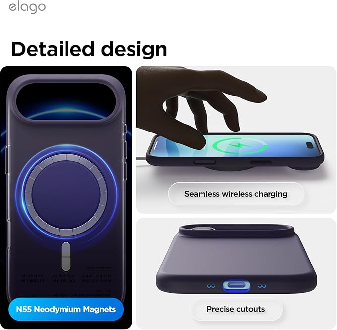 elago for iPhone Air Case, Premium Magnetic Silicone Case, Compatible with MagSafe, Liquid Silicone Material, Protective Cover, Shockproof, Slim Phone, 6.5 inch (Deep Purple)