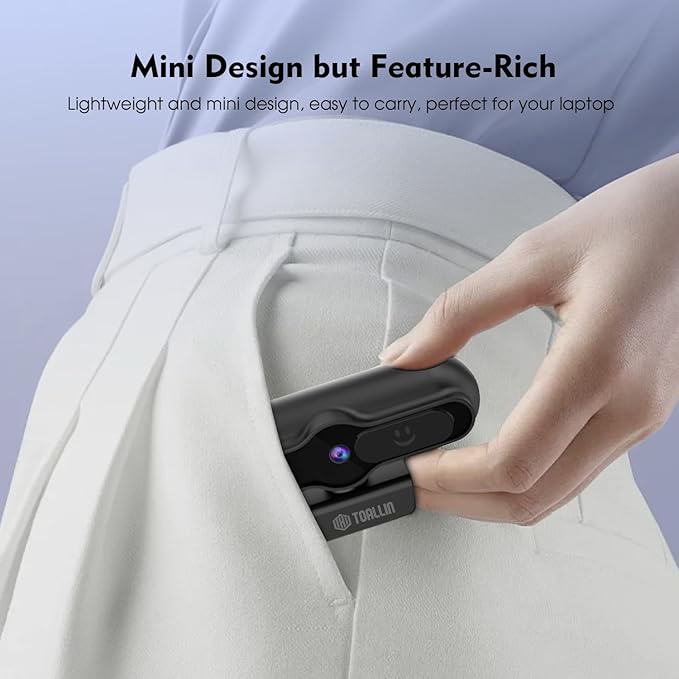 TOALLIN 4K Webcam for PC, Built-in Mic, 1080P@60FPS, PDAF Autofocus, 1/2.5" Sensor & 12MP, Sliding Privacy Cover, USB Web Camera for Streaming, Gaming, Conferencing and Video Calls