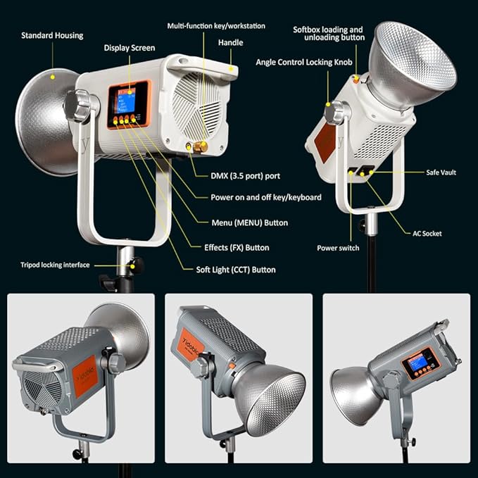 300W Bi-Color LED Spotlight-2700K-6500K Adjustable CRI 96,DMX/App Control,Led Video Light Bowens Mount for Photography/Videography/YouTube/TikTok Content Creation & Live Streaming (Silver)
