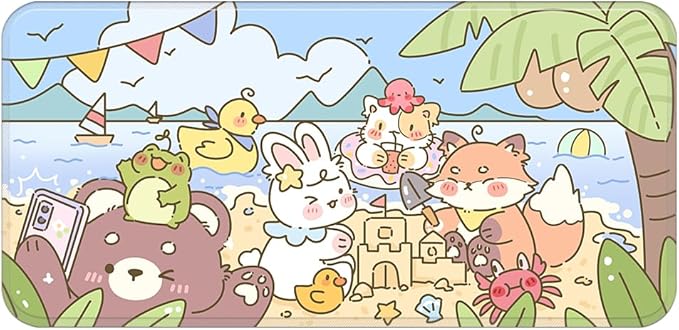 PERFECTSIGHT Cute Mouse Pad, Summer Beach Desk Pad, Kawaii Large Gaming Desk Mat, Funny Animal Party Deskmat Mousepad, Anime Desk Blotter Protector Laptop Keyboard Pad for Women Kids Girls Boys