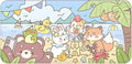 PERFECTSIGHT Cute Mouse Pad, Summer Beach Desk Pad, Kawaii Large Gaming Desk Mat, Funny Animal Party Deskmat Mousepad, Anime Desk Blotter Protector Laptop Keyboard Pad for Women Kids Girls Boys