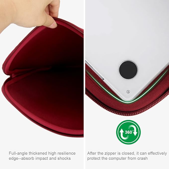 Arvok 11 11.6 12 Inch Laptop Sleeve Case for MacBook Air 12, Water-Resistant Neoprene Notebook Computer Tablet Sleeve, Carrying Bag Cover for Chromebook/HP/Dell/Lenovo/Asus/Acer, Wine Red