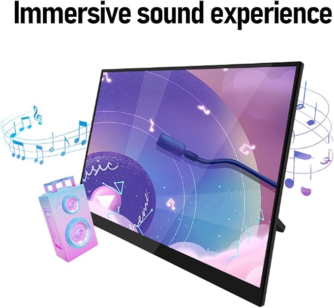 16 Inch Portable Monitor, 4K Ultra Slim USB C Display with 120Hz Refresh Rate and Dual Speakers for Laptop Smartphone PC Gaming