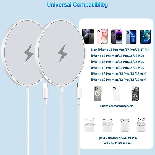 iPhone Magnetic Wireless Fast Charging[Apple MFi Certified] 6FT Wireless Charging Pad with iPhone 17 USB C Charging Block Apple 15W 6FT Magnetic Charge for iPhone 17/16/15/14/13/12/Pro/Pro Max,AirPods