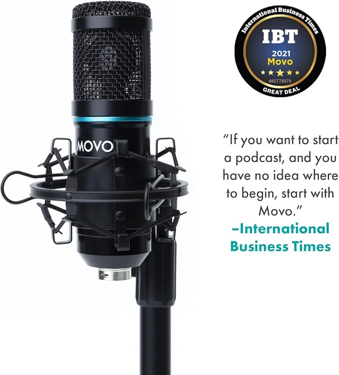 Movo PC-M6 Universal Cardioid Condenser Microphone with XLR and 3.5mm, Shock Mount, and Windscreen - Perfect for Podcasting, Live-Streaming, Gaming, Remote Work