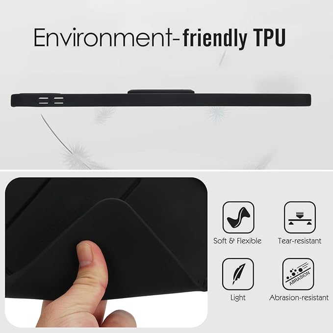 Shockproof Case for iPad 10th/11th Gen, TPU & Hard PC Back Cover with Kickstand Feature Screen & Camera Defense Cleaning Cloth + Stylus Included for iPad 11th 10th Gen, Black