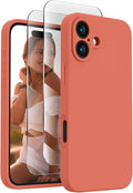 FireNova Designed for iPhone 16 Case, Silicone Upgraded [Camera Protection] Phone Case, Soft Anti-Scratch Microfiber Lining Inside, 6.1 inch, Pink Pomelo