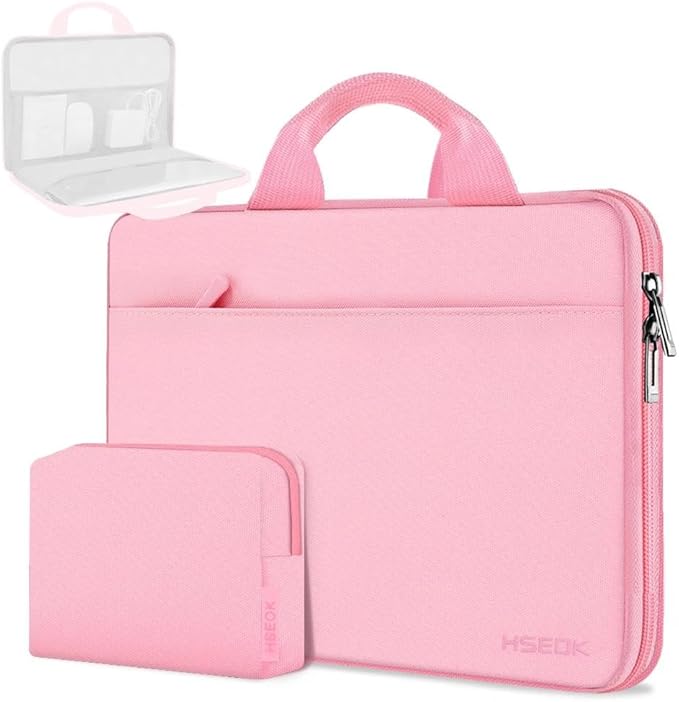 Hseok 13 14 inch Laptop Case Sleeve with Small Case,TSA Computer Handbag Compatible with MacBook Neo/Pro 14 M5/M4/M3/M2/M1,All Models 13.3" MacBook Air/Pro,XPS 13/14,Most 13-14 Notebooks,Pink