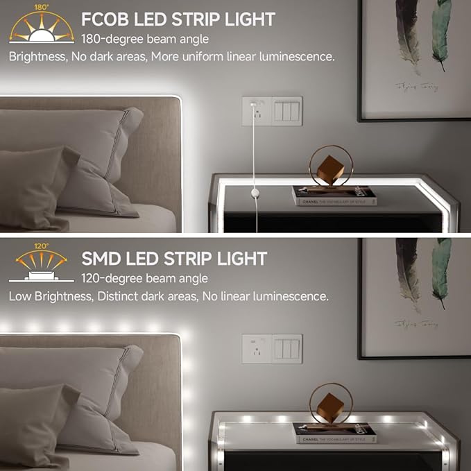 BTF-LIGHTING FCOB COB FOB LED Strip Lights 5V USB Powered 3.28FT 320LEDs Natural White 4000K 8mm Width Dimmable CRI 90+ with 3M Tape Flexible High Density for 3D Printer TV Backlight PC DIY Decor