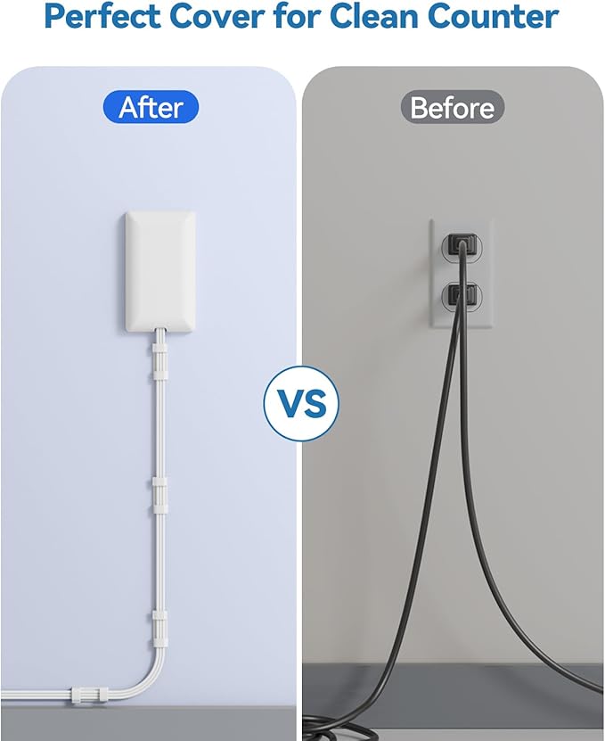 Flat Extension Cord with Outlet Cover & Cable Clips- 5 FT, 1625W Child Proof Extension Cord with 3 AC Outlet 4 USB (24W/4.8A), Flat 90 Degree Power Strip for Behind Furniture Couch Sofa TV, etc