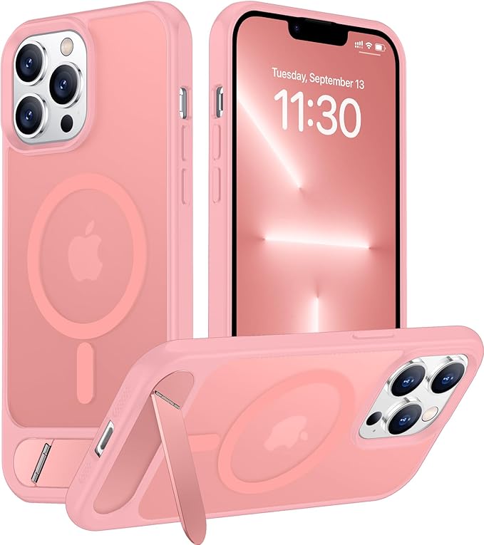 Magnetic Compatible with iPhone 13 Pro Max Case, [Built-in Invisible Kickstand][Compatible with MagSafe][Military Grade Shockproof] Slim Translucent Matte Phone Case for iPhone 13 Pro Max 6.7"