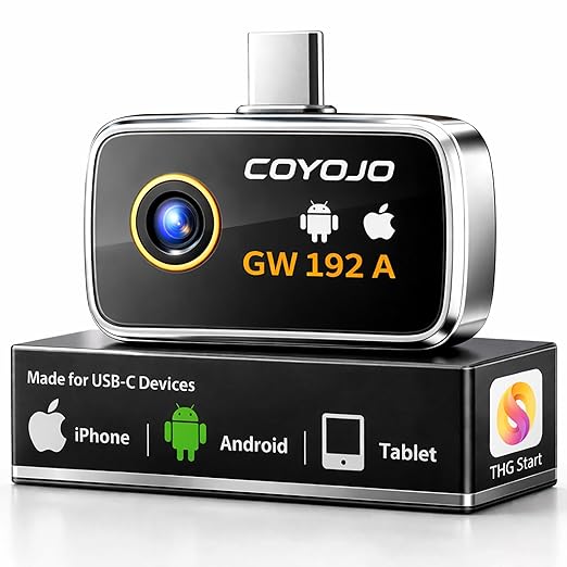 Thermal Imaging Camera for USB-C iPhone/Android/Tablet/pad, Thermal Camera 192x192 Super X³IR Resolution for Waterleak HVAC Electrical Automotive Home Insulation Inspections -4°F~752°F