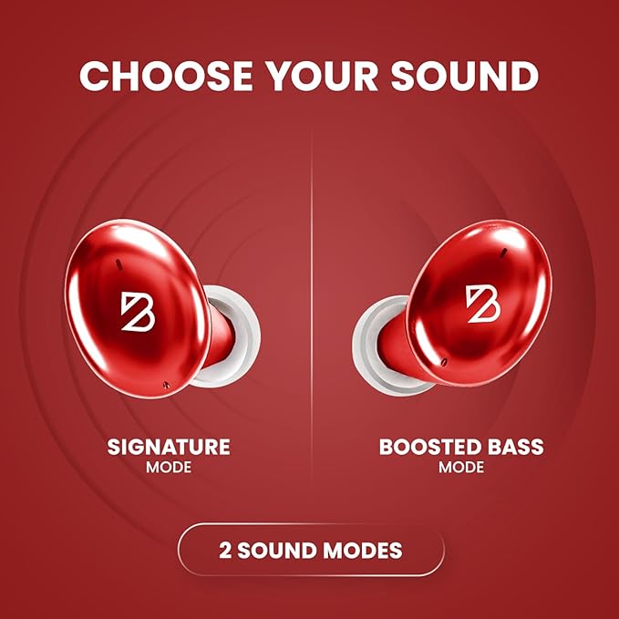 Back Bay Audio Tempo 30 Wireless Earbuds for Small Ears - Award-Winning Sound, Sweatproof Bluetooth Earbuds, Tech Fitness Gifts for Men, Comfortable Bluetooth Ear Buds for Women - Red