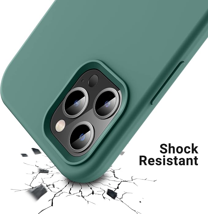 OTOFLY Compatible with iPhone 12 Pro Max Case,[Military Grade Drop Protection] [Anti-Scratch Microfiber Lining] Silicone Shockproof Protective Phone Case Slim Thin Cover 6.5 inch, Pine Green