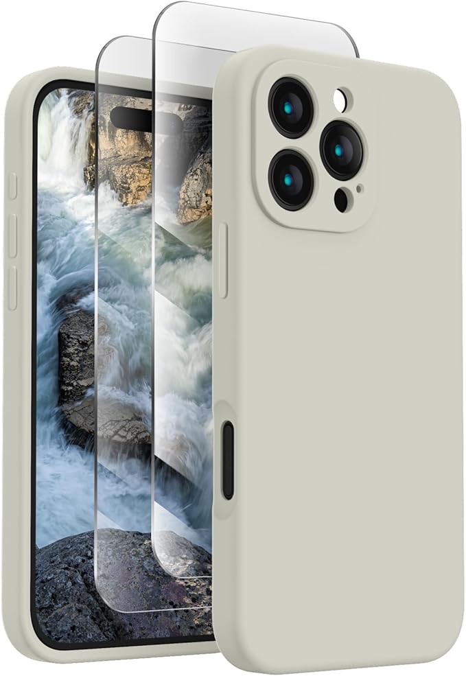 FireNova Designed for iPhone 16 Pro Case, Silicone Upgraded [Camera Protection] Phone Case, Soft Anti-Scratch Microfiber Lining Inside, 2024, Stone