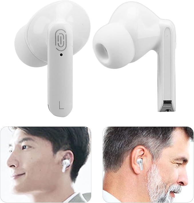 Sanpyl Y113 Bluetooth 5.3 Wireless Earbuds, 3H Playtime IPX5 Sweatproof Headphones, Comfort Fit Secure Ear Grip for Gym Running Travel, Includes 114-Language Translation Support, White