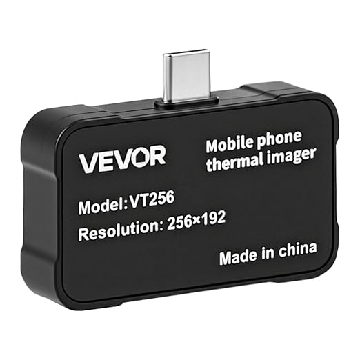 VEVOR Thermal Imaging Camera for Android & iOS, 512 x 384 Super Resolution, 25HZ Refresh Rate Infrared Thermal Imager for Smartphones Tablets, 256 x 192 IR Resolution, -4°F-1022°F & 6 Color Palettes