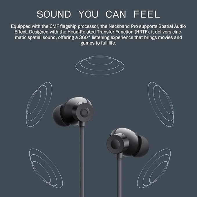 CMF BY NOTHING CMF Neckband Pro Bluetooth Headphones,50dB Hybrid Active Noise Cancelling Earbuds with 5 HD Mics,IP55 BT5.3 37Hours Long Play time Dual Device Connection Neckband Headphones-Dark Grey