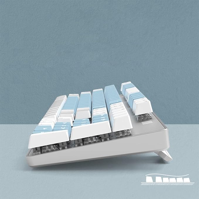 Merdia Full Size Wired Mechanical Gaming Keyboard | Blue Switch Led Backlit 104 Keys US Layout Mechanical Computer Keyboards | Hot Swappable Blue & White Keycaps Light Up PC Gaming Keyboard