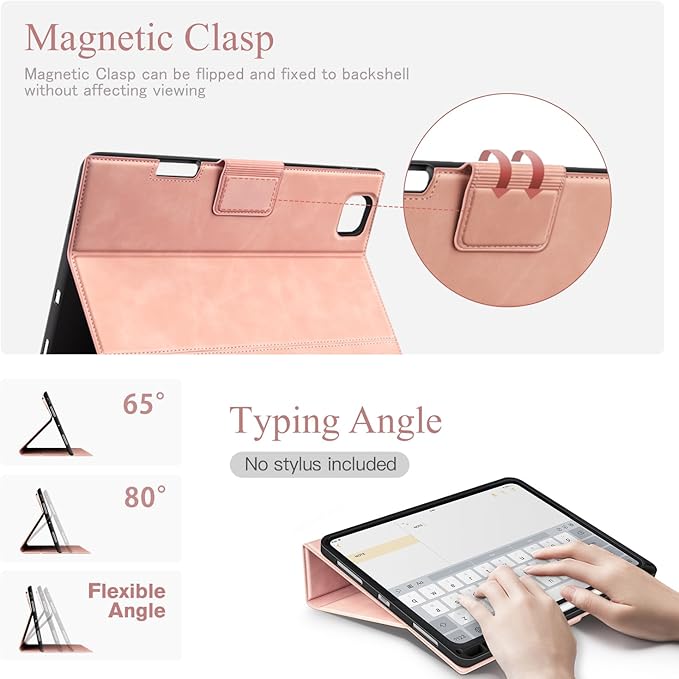 Antbox for iPad Pro 13 Inch Case M5 2025/M4 2024, Built-in Pencil Holder, Supports Pencil Pro/(USB-C), Auto Sleep/Wake Function PU Leather (Pink)