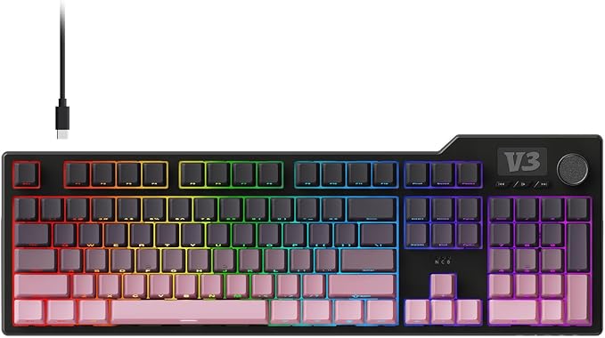 AK35I V3 104-Key Full Size Wired Gasket Mount Gaming Keyboard with Multimedia Buttons & Knob Control | Five Layer Pad | OEM Profile PBT Keycaps | White Backlit Custom Keyboard
