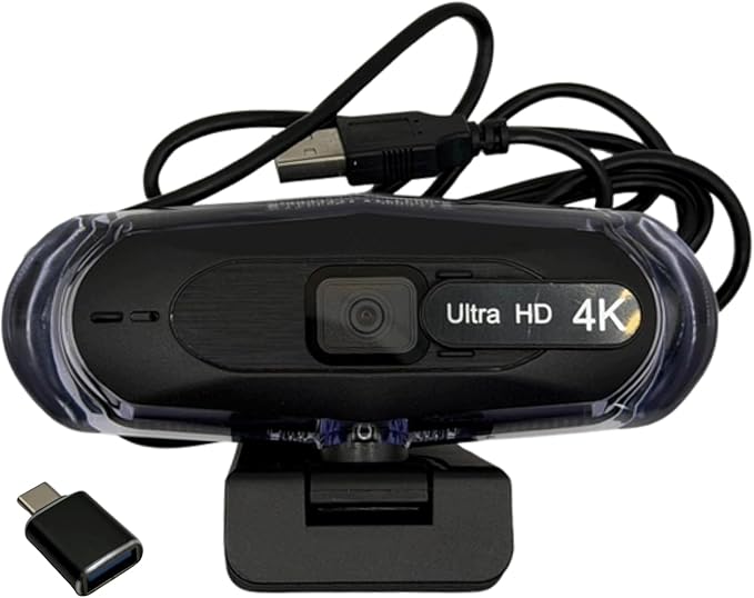 4K Ultra HD Remote Control with Stand Webcam, LED RGB Lighting, 95-Degree Wide Angle, Auto Focus, 1080P@60FPS, Black, USB 2.0, for Video Conferencing, Desktop/Laptop