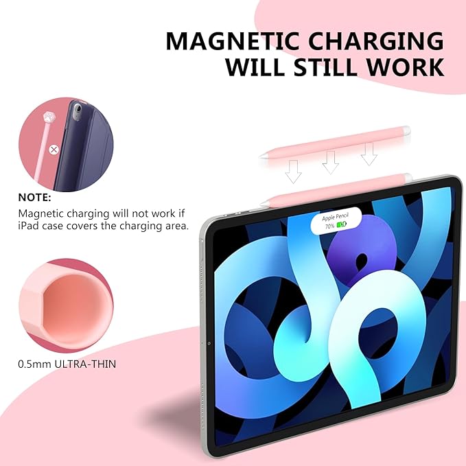 Silicone Case Compatible with Apple Pencil 2nd Generation, Pro - Cute Protective Cover Compatible with Apple Pen 2, Pencil Sleeve for ipad Pencil 2nd Gen, Shockproof Skin Accessories for iPad Pen Pink