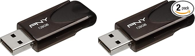 PNY 128GB Attaché 4 USB 2.0 Flash Drive, Black (Pack of 2)