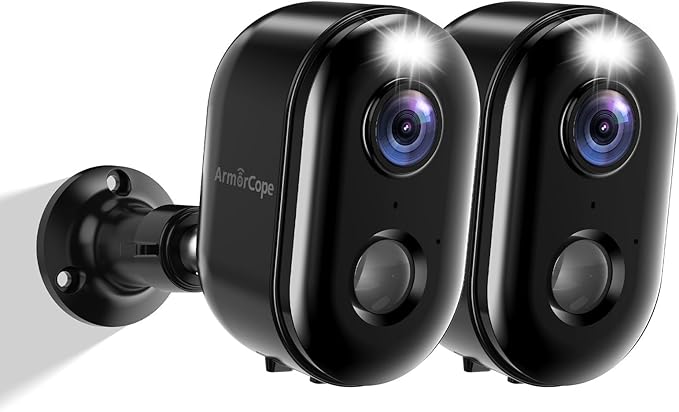 Armorcope Security Cameras Wireless Outdoor, Battery Powered 2k Color Night Vision, AI Motion Detection,IP66 Weatherproof, 2-Way Talk, SD/Cloud Storage,Cameras for Home Security-2 Pack