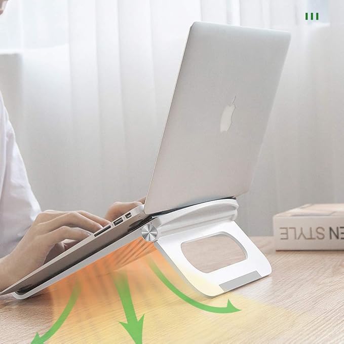 Laptop Stand for Desk Stable Foldable Adjustable Multi-Angle Computer Desktop Holder Ventilated Lapdesks Riser for Mackbook, Lenovo, Dell, iPad, HP - Within 17' (White)