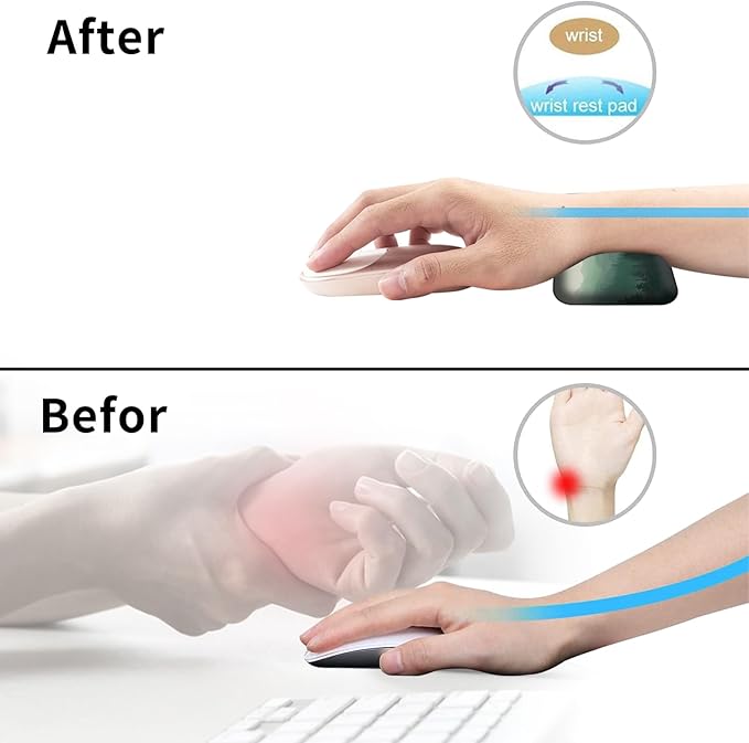 Wrist Elbow Support Arm Rest Desk Mouse Pad Set,Large Mouse Pad + 2 Elbow Rest Pad + Coaster,(31.5×11.8 in) Ergonomic Memory Foam for Office,Gaming,Computer,Laptop-Fog Forest