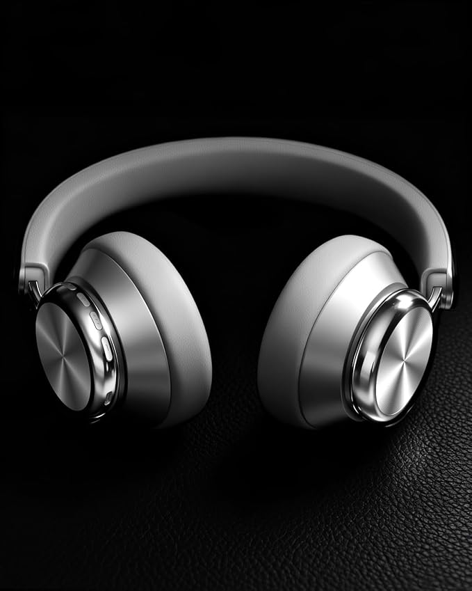 Wentronic Y03 Bluetooth Headphones Wireless Active Noise Cancelling Over Ear Headphones 48 Hours Playtime High Sound Quality 6 EQ Music Mode Headphones with Soft Ear Cushion - Silver
