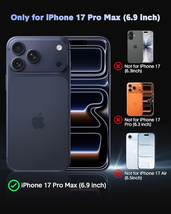 for iPhone 17 Pro Max Case,Compatible with MagSafe, Includes Tempered Glass Screen & Lens Protectors, Translucent Matte Anti-Fingerprint, Slim Full-Body Military Grade Shockproof case
