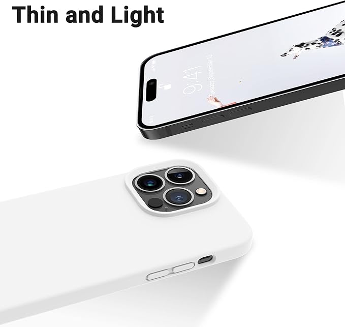 OTOFLY Designed for iPhone 14 Pro Case, Silicone Shockproof Slim Thin Phone Case for iPhone 14 Pro 6.1 inch (White)
