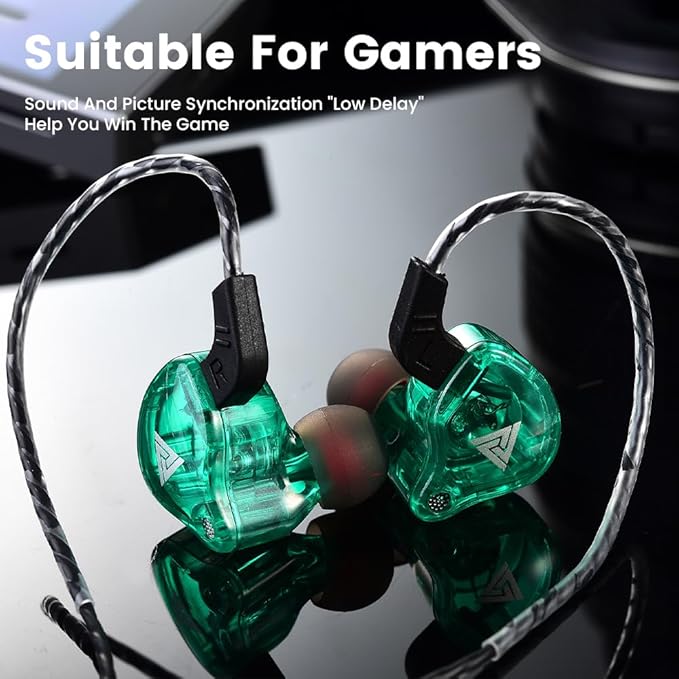 Gaming Earbuds with Mic,Universal 3.5mm HiFi Sport Headphones in Ear Earphone for Running with Microphone Headset Music Earbuds (with mic, Green)