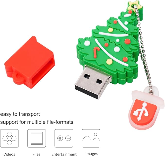 Christmas Tree USB Flash Drive 32GB, Gift Memory Stick with Chain for Your Family,Kids,Friends,Students,Teacher Merry Christmas
