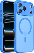 Symcele Designed for iPhone 17 Pro Case, Compatible with MagSafe, [Camera Protection] [15FT Military Drop Protection] Shockproof Translucent Matte Anti-Slip Phone Case, 6.3", Blue