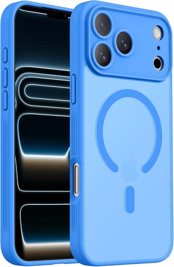 Symcele Designed for iPhone 17 Pro Case, Compatible with MagSafe, [Camera Protection] [15FT Military Drop Protection] Shockproof Translucent Matte Anti-Slip Phone Case, 6.3", Blue