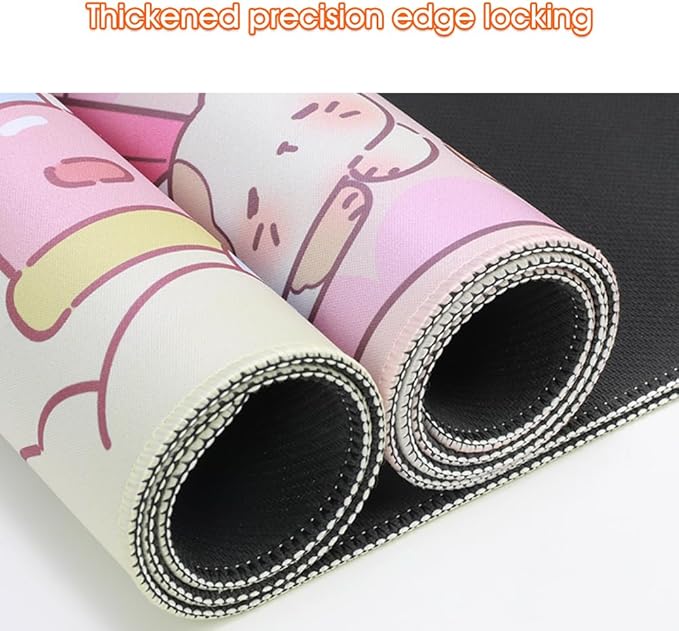 PERFECTSIGHT Cotton Candy Desk Mat Kawaii Kitty Bunny Large Mouse Pad XXL Desk Pad Gaming Mousepad Extended Keyboard Mat 31.5 x 15.7 in Laptop Computer Keyboard Pad Mouse Mat for Office Desk Decor