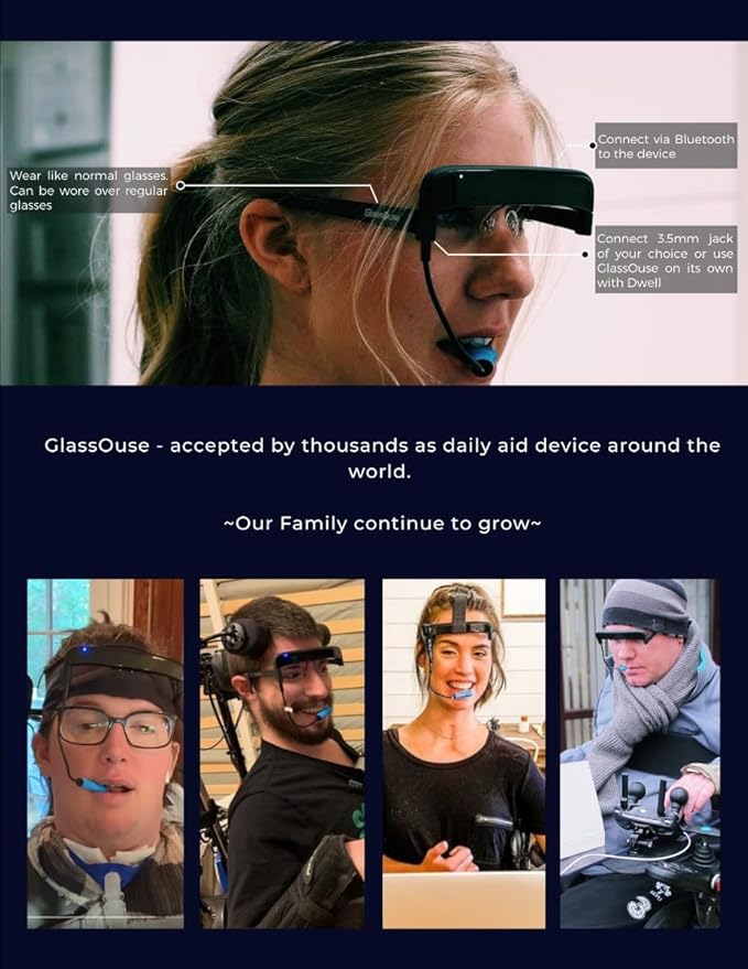 Assistive Technology Services Glassouse V1.4 New Wireless Bluetooth Wearable Hands Free Mouse for Gamers, People with Disabilities & Others