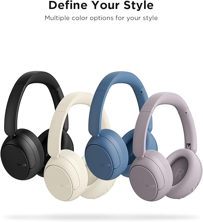 TALIX H30 Hybrid Active Noise Cancelling Headphones, 110H Playtime Hi-Res Audio Bluetooth 6.0 Wireless Over Ear ANC Headphones for Commute/Workout/Gym (Blue)