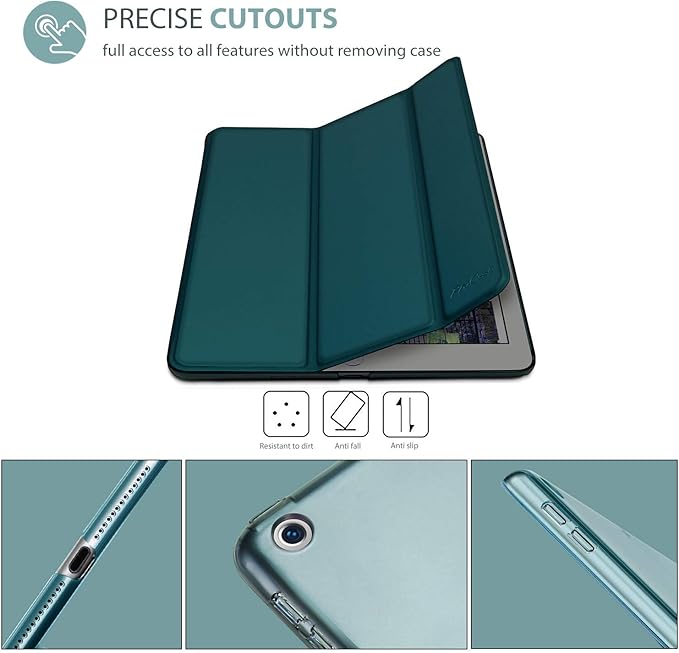 ProCase Smart Case for iPad 9.7 Inch iPad 6th/5th Generation Case 2018 2017(Model: A1893 A1954 A1822 A1823), Ultra Slim Lightweight Stand Case with Translucent Frosted Back Smart Cover -Emerald