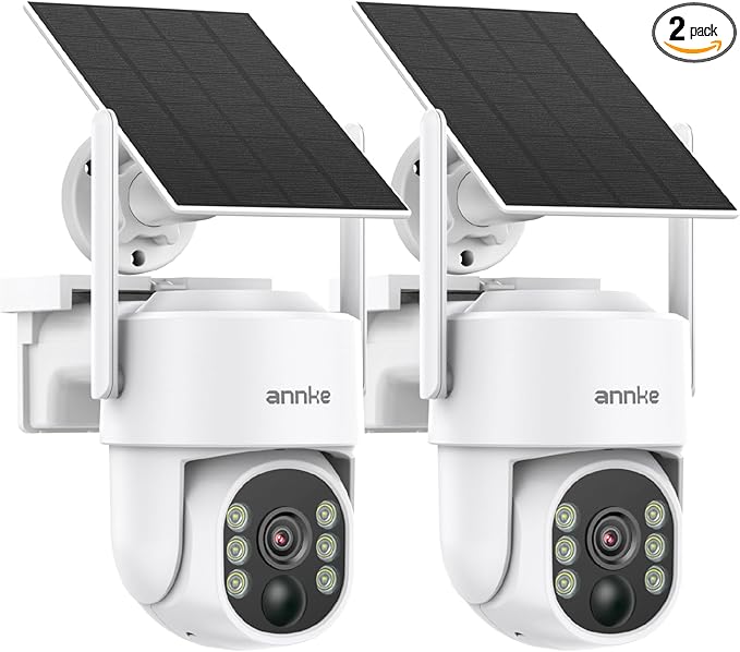 ANNKE 2.5K Solar Security Cameras Wireless Outdoor, 2 Pack 360° View Pan/Tilt Dome Cameras for Home Surveillance, Full-Color Night Vision, Two-Way Audio, Smart PIR Motion Sensor, IP65, 2.4 & 5GHz WiFi