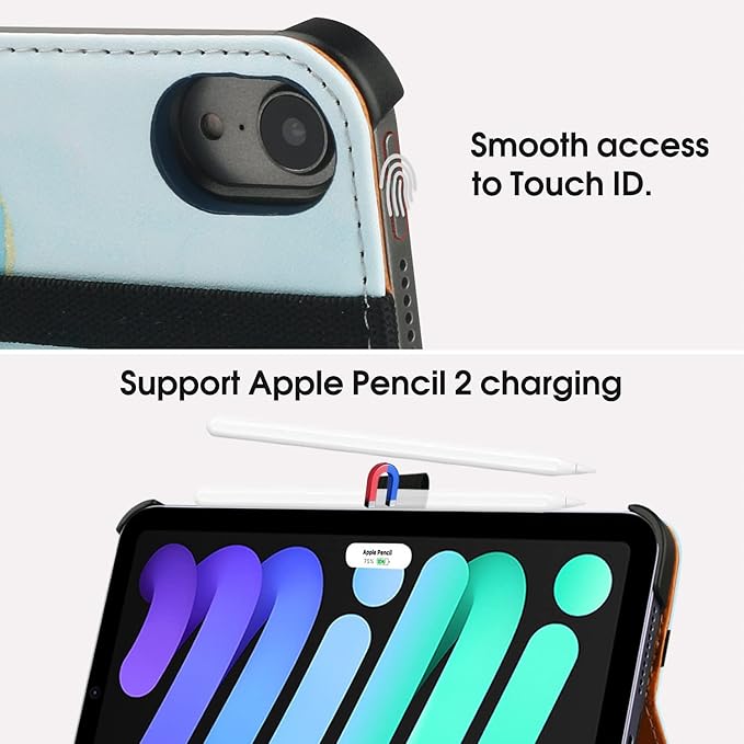 iPad mini 6th Generation Case 8.3 Inch 2021, Premium PU Leather Folio Stand Smart Protective Cover, Multi-Viewing Angles and Auto Wake & Sleep Function for iPad mini 6th Gen（Blue Marble