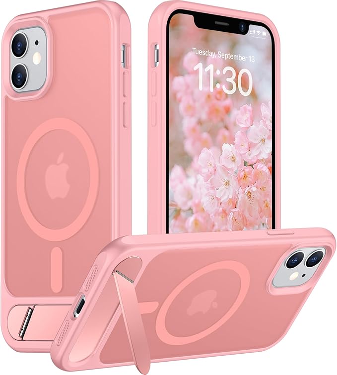 Magnetic Compatible with iPhone 11 Phone Case, [Built-in Invisible Kickstand][Compatible with MagSafe] [Military Grade Shockproof] Slim Translucent Matte Phone Case for iPhone 11 6.1"