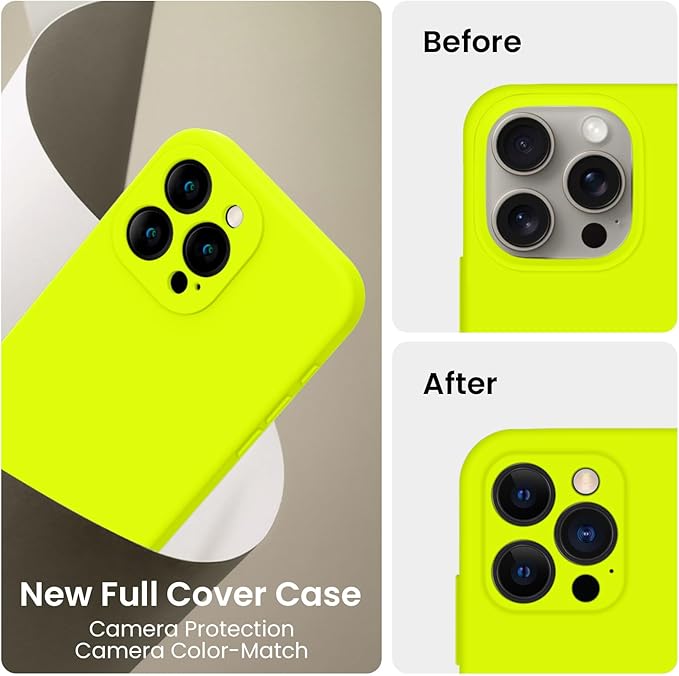FireNova Designed for iPhone 16 Pro Max Case, Silicone Upgraded [Camera Protection] Phone Case, Soft Anti-Scratch Microfiber Lining Inside, 2024, Fluorescent Green