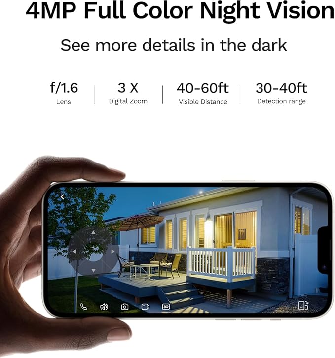 4G LTE Cellular Solar Security Cameras Wireless Outdoor, AOV 24/7 Recording, No WiFi Needed Security Camera, 2K Color Night Vision, 360° View, PIR Motion Detection, Pan Tilt, Built in SIM & SD Card