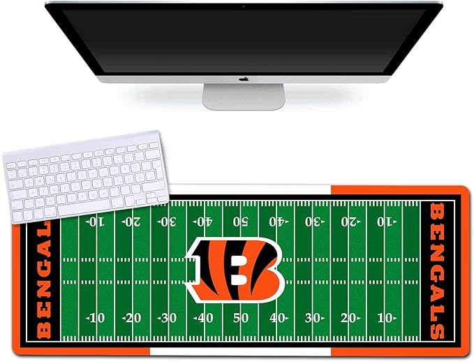 Large Gaming Mouse Pad, Mousepad with Non-Slip Rubber Base for Laptop Computer Desktop Keyboard,Football Fans Black Orange Design Mat Boy Husband Gift